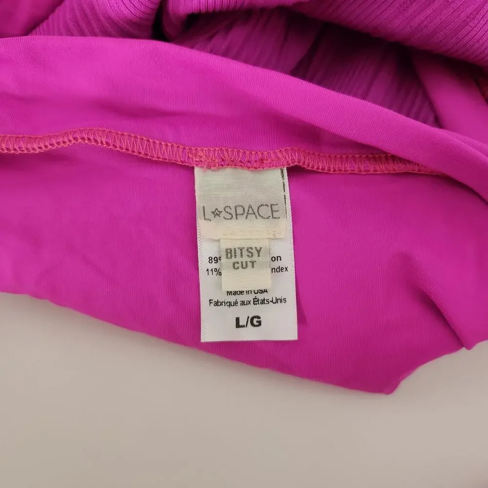 L*Space Frenchi Bitsy Bikini Bottom in Bright Fuchsia Pink Size Large NWOT - Picture 4 of 5